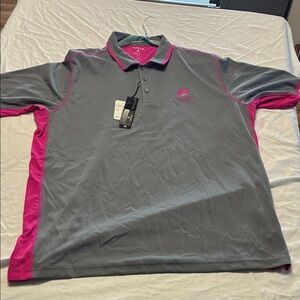 Antigua Men’s Gray and Pink Golf Polo